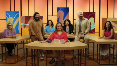 Imagem com foto de Cissa Guimarães e os integrantes do programa Sem Censura