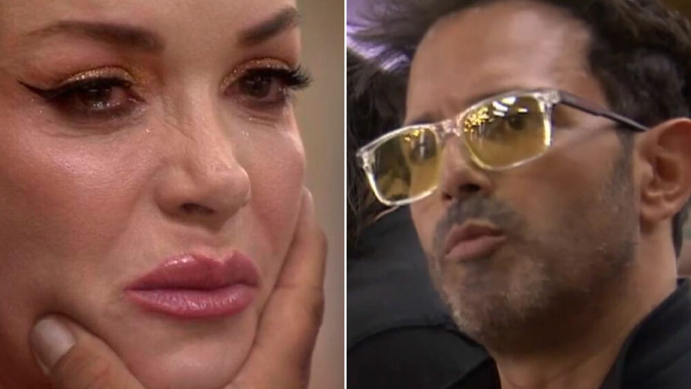 Montagem com as fotos de Nataly Umaña e Alejandro Estrada no reality La Casa de Los Famosos