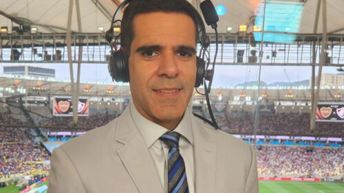 Paulo Andrade nos bastidores de transmissão da ESPN