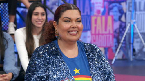 Fabiana Karla, nova apresentadora do Bake Off Brasil, durante participação no Altas Horas