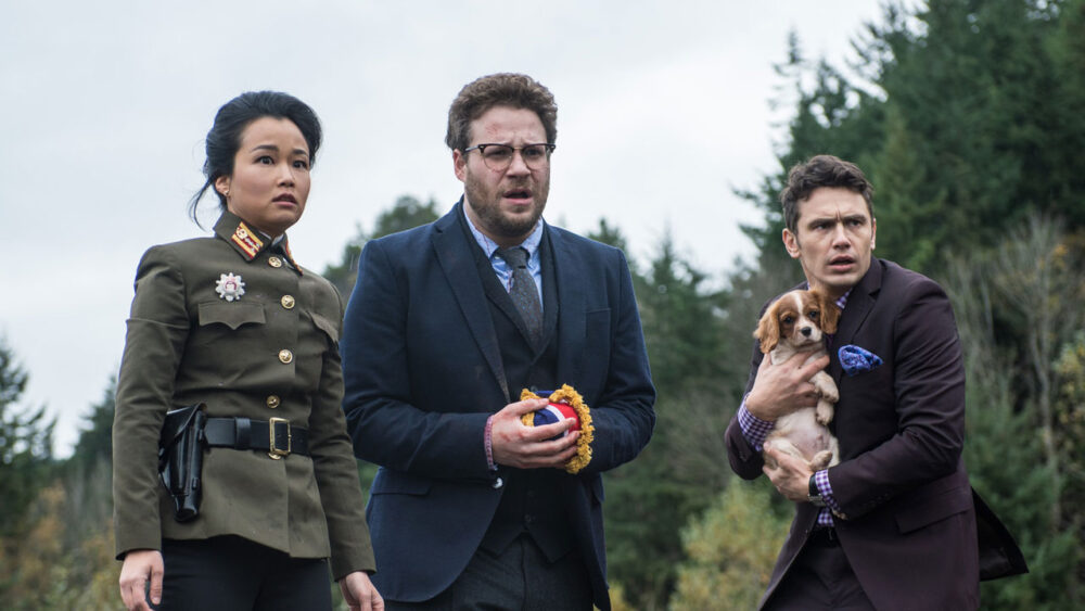 Imagem com cena do filme The Interview, que será exibido pela Band