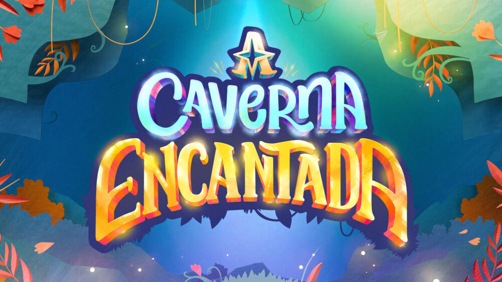 Imagem com logotipo da novela A Caverna Encantada