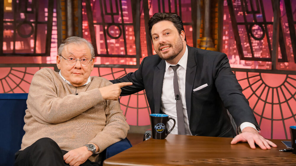 Milton Neves e Danilo Gentili no The Noite