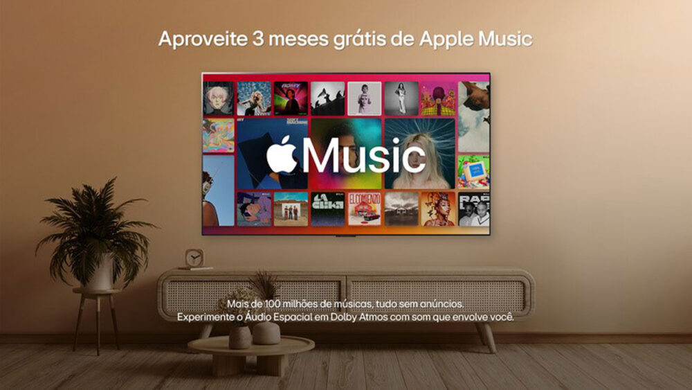 Imagem de divulgação de promoção das Smart TVs da LG com Apple Music