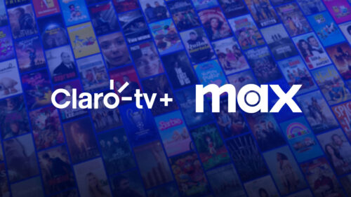 Montagem com os logos da Claro tv+ e da Max