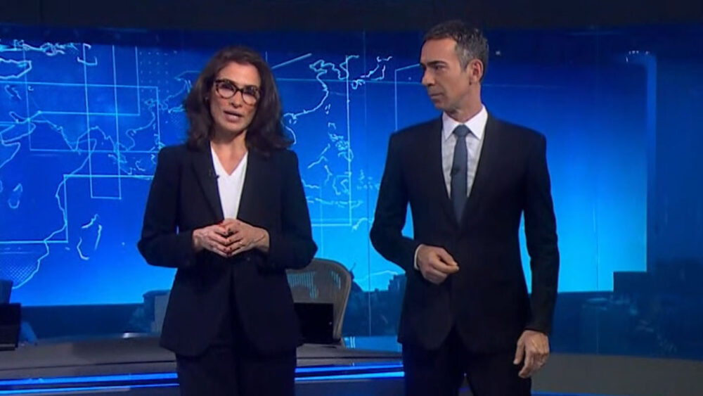 Renata Vasconcellos e César Tralli no Jornal Nacional