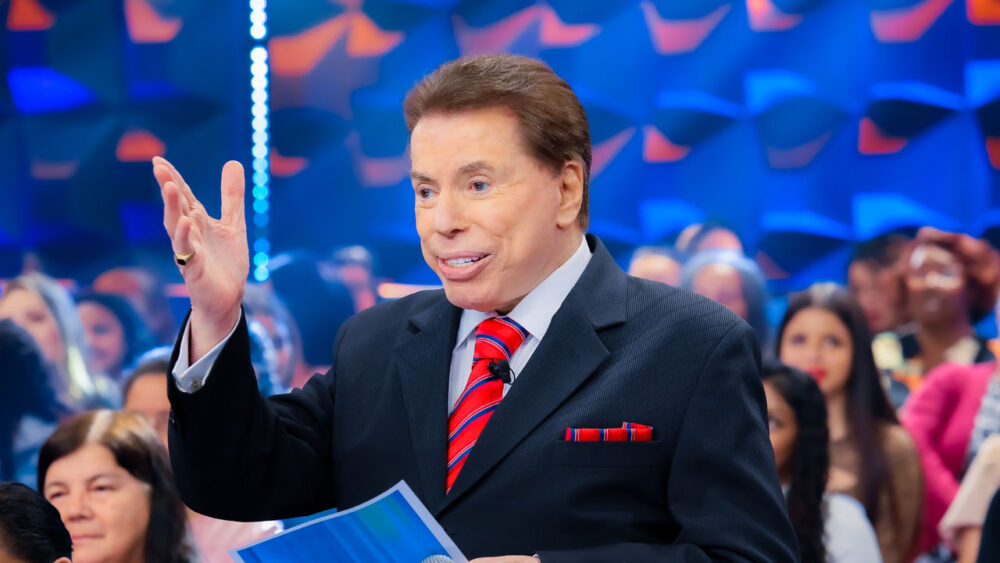 Silvio Santos em sua mais recente gravação no SBT