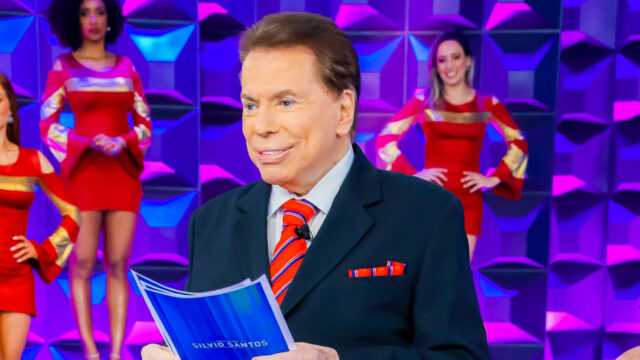 Silvio Santos durante gravação do Programa Silvio Santos