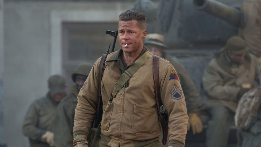 Brad Pitt no filme Corações de Ferro, que será exibido pela Band