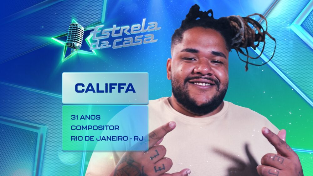 Imagem com foto do participante do Estrela da Casa Califfa