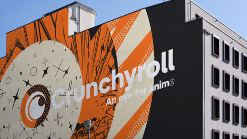 Imagem de prédio com o logotipo da Crunchyroll