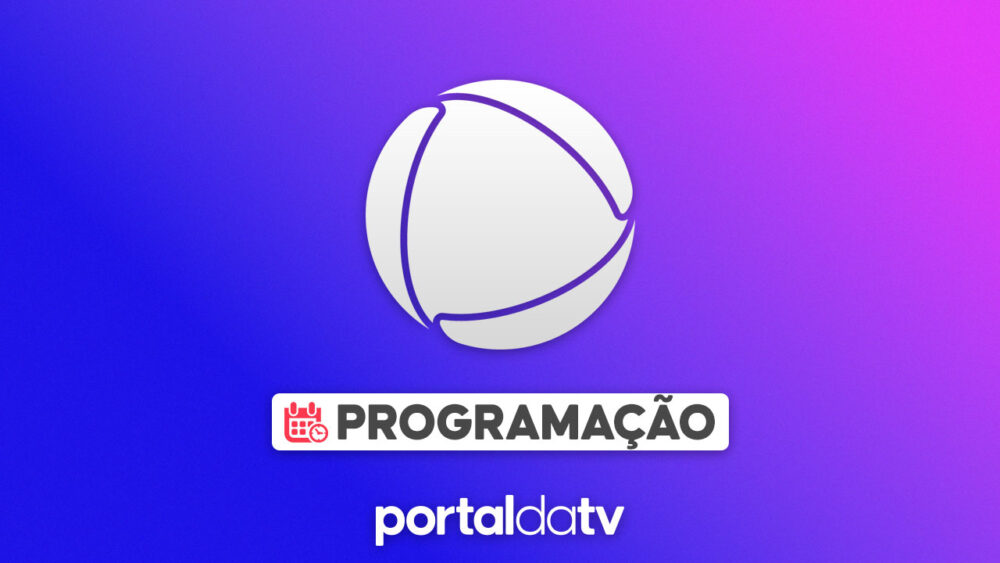 Imagem com logotipo da Record com a legenda "programação". O logo do Portal da TV aparece centralizado na parte inferior. O fundo é um degradê com tons de lilás claro e azul escuro.