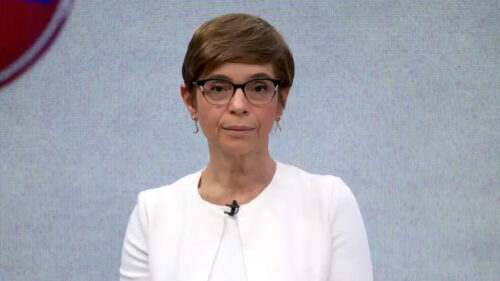 Renata Lo Prete durante apresentação do Jornal da Globo na TV Globo