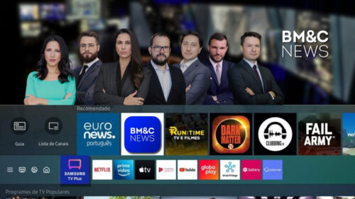 Tela de destaque do canal BM&C News na Samsung TV Plus