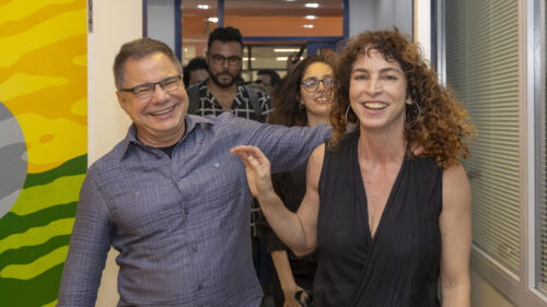 Ricardo Linhares e Rosane Svartman na inauguração do novo espaço dos Estúdios Globo