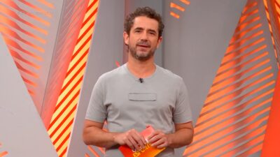 Felipe Andreoli durante apresentação do Globo Esporte