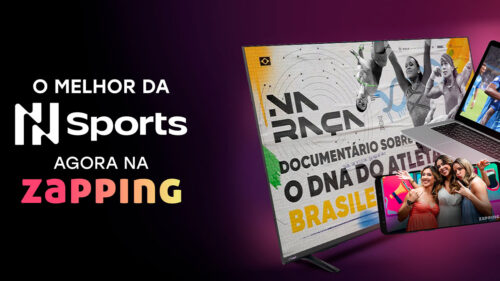 Imagem com arte de divulgação da parceria entre a Zapping e NSports