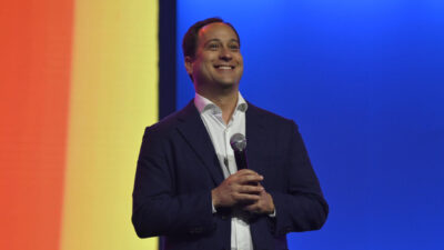 Paulo Marinho, diretor-presidente da Globo, durante o Upfront 2024