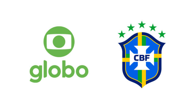 Imagem com montagens dos logos da Globo e da CBF