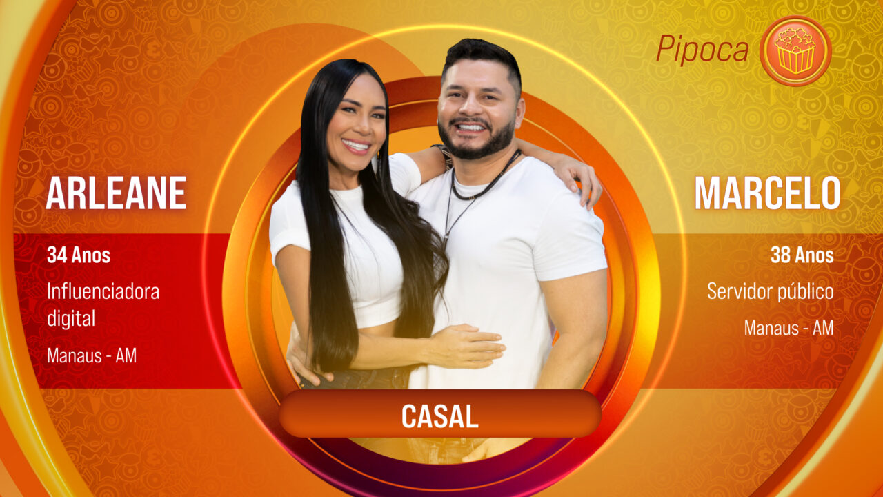 Imagem com foto dos participantes do BBB 25 Arleane e Marcelo