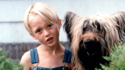 O ator Mason Gamble como Dennis ao lado do cachorro Rufus em Dennis, o Pimentinha (1993), filme que o SBT exibe na programação de filmes