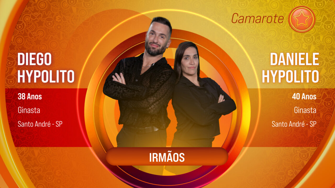 Imagem com foto dos participantes do BBB 25 Diego Hypolito e Daniele Hypolito