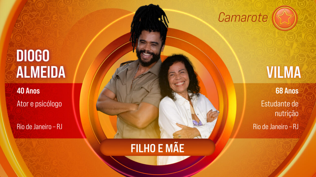 Imagem com foto dos participantes do BBB 25 Diogo Almeida e Vilma