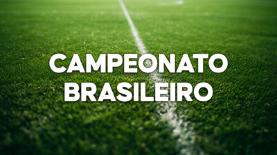 Imagem de gramado de futebol escrito Campeonato Brasileiro