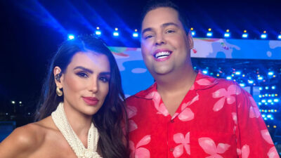 Gaby Cabrini e Fofoquito nos bastidores do festival Verão Maior Paraná n SBT