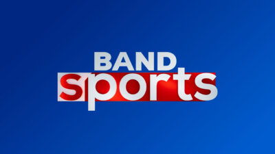 Logotipo do BandSports com texto branco sobre fundo azul e faixa vermelha destacando a palavra sports