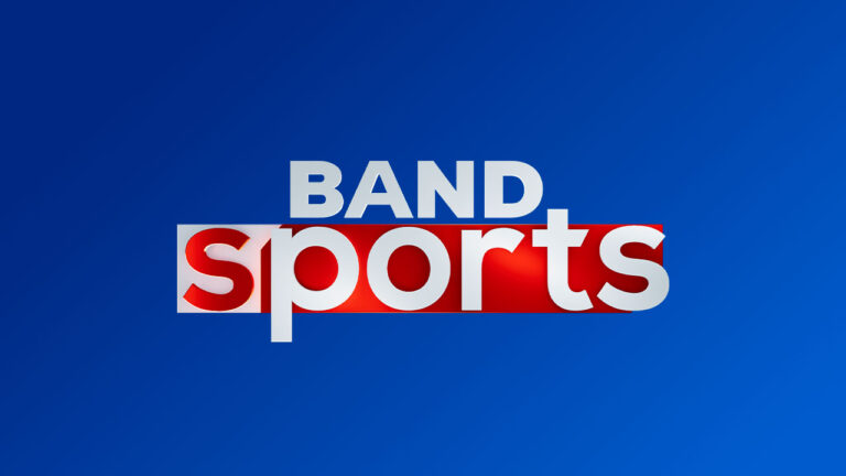 Logotipo do BandSports com texto branco sobre fundo azul e faixa vermelha destacando a palavra sports