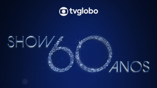 Logotipo do especial Show 60 Anos com o nome da TV Globo em fundo azul escuro