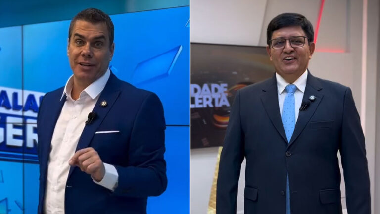 Montagem com Giuliano Marcos e Carlos Camargo, apresentadores do Balanço Geral e Cidade Alerta na Ric TV Londrina