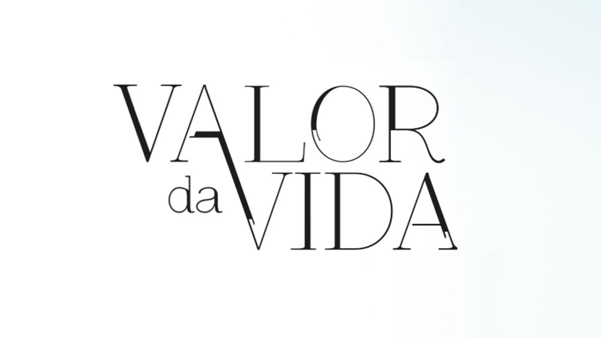 Logotipo da novela Valor da Vida com letras pretas estilizadas em fundo branco