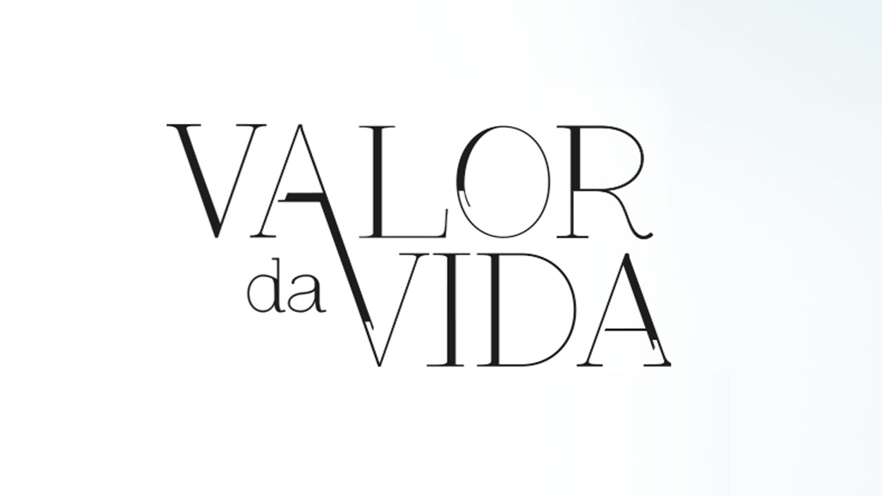 Logotipo da novela Valor da Vida com letras pretas estilizadas em fundo branco