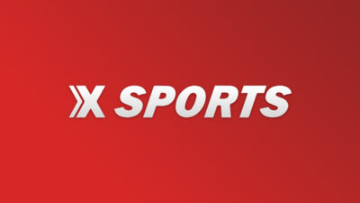 Logotipo do canal X Sports em fundo vermelho, utilizado para identificar a programação esportiva e transmissões ao vivo de competições