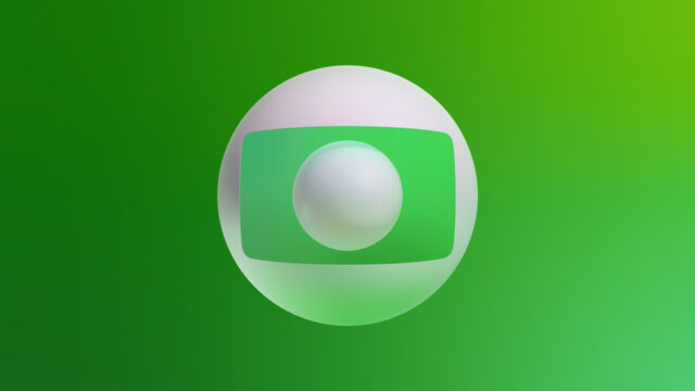 Logotipo 3D da Globo com fundo degradê em tons de verde