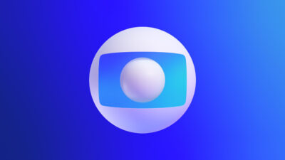 Logotipo 3D da Globo com fundo degradê azul