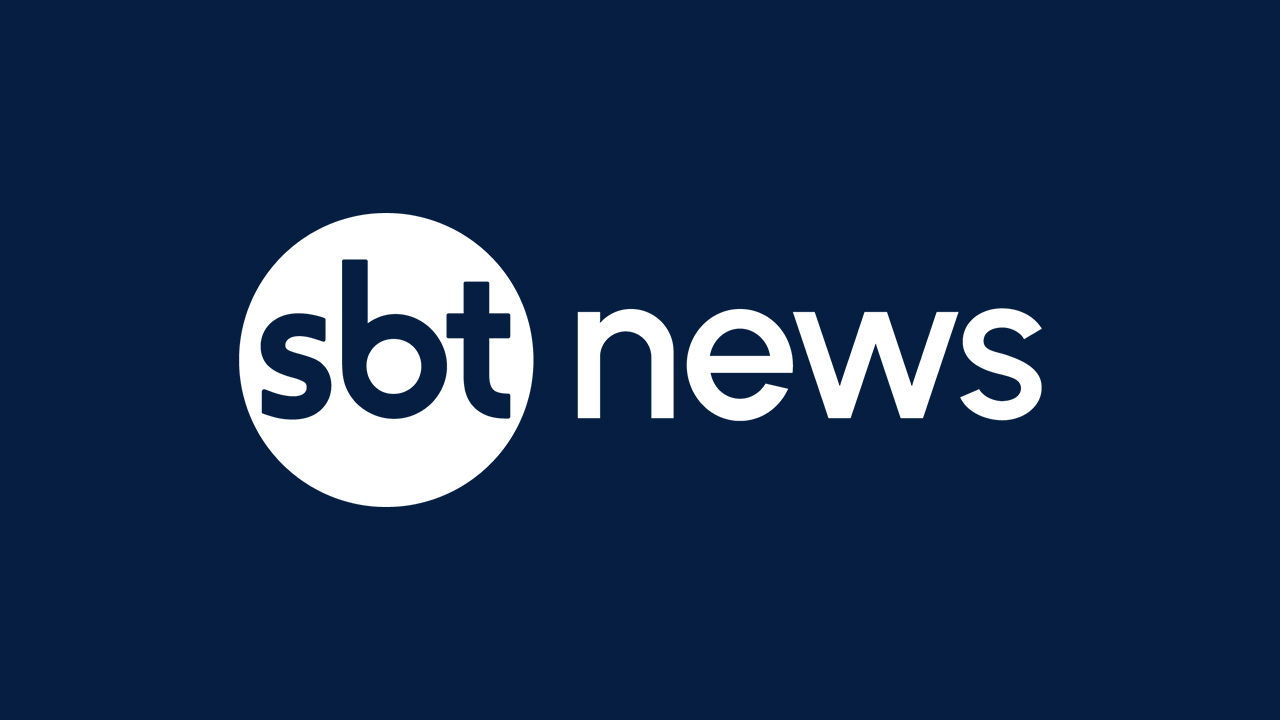 Logotipo do SBT News com fundo azul marinho e letras brancas dentro de círculo e ao lado da palavra news