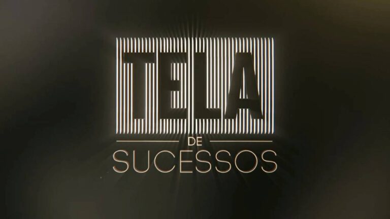 Logotipo da sessão Tela de Sucessos com letras iluminadas em branco sobre fundo escuro