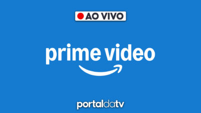 Imagem promocional do serviço de streaming Prime Video com o logo em destaque e a inscrição AO VIVO