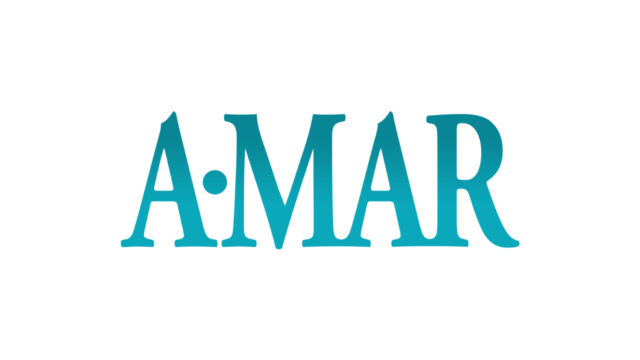 Logotipo da novela A.Mar escrito em fonte elegante e cor turquesa em destaque sobre fundo branco