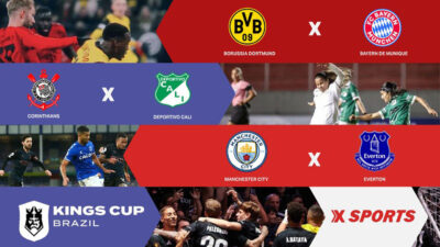 Montagem com confrontos esportivos destacados da programação da Xsports