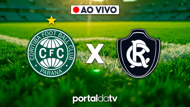 Escudos de Coritiba e Remo sobre gramado de futebol, selo Ao Vivo no topo, letra X branca centralizada, logomarca do Portal da TV na base da imagem