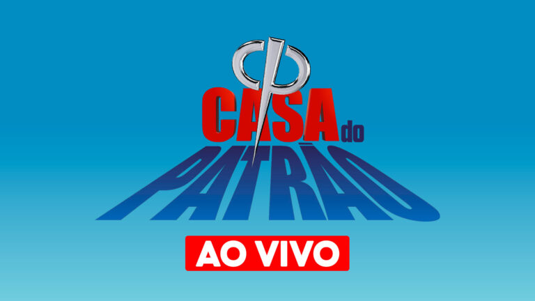 Logotipo do programa Casa do Patrão com tesoura no título e selo AO VIVO em destaque