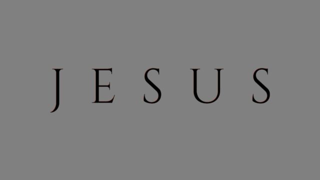 Logotipo da novela Jesus com letras espaçadas em fundo cinza minimalista