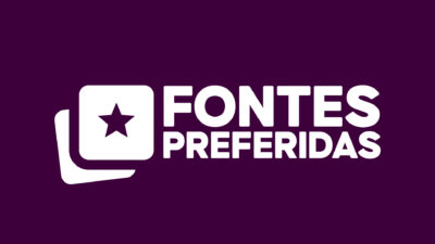 Logotipo com fundo roxo mostrando ícone de estrela branca sobre duas folhas e texto Fontes Preferidas ao lado