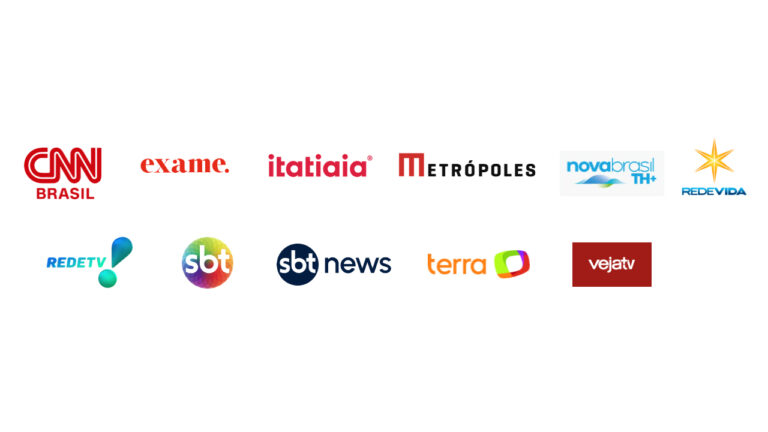 Logotipos de veículos do Consórcio A Hora da Decisão reunidos para os debates das Eleições 2026