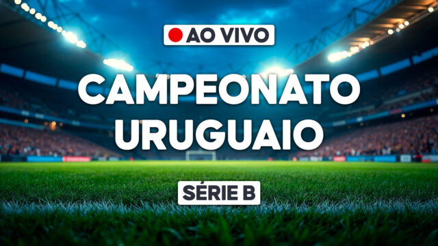 Arte promocional do Campeonato Uruguaio Série B com estádio iluminado e indicação de transmissão ao vivo