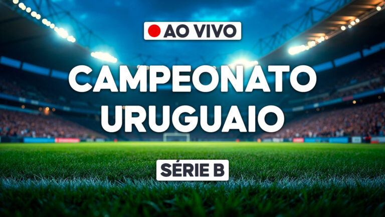 Arte promocional do Campeonato Uruguaio Série B com estádio iluminado e indicação de transmissão ao vivo